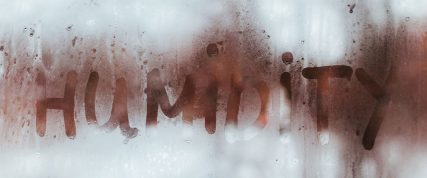 Evidence of humidity and condensation forming on window in house