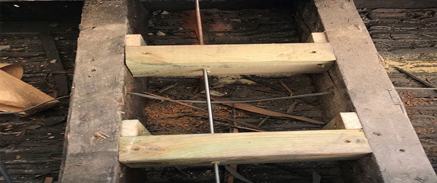 Lateral restraints being put into place