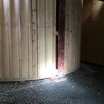 A underside of a feature staircase and membrane