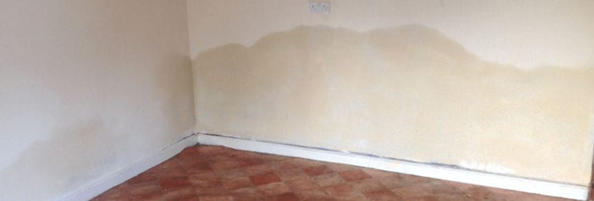 Rising damp half way up interior walls in house
