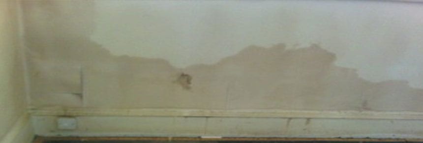 rising damp stain on wall