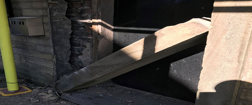 Evidence of structural damage to internal wall