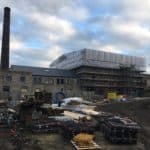 the complete site Post-job exterior view of mill conversion construction site in Leeds