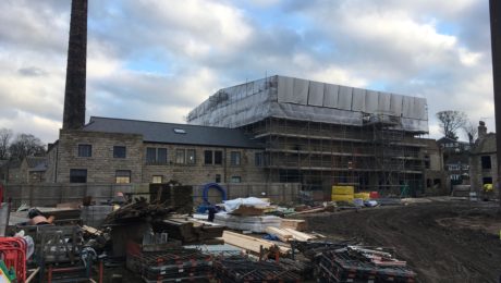 Post-job exterior view of mill conversion construction site in Leeds