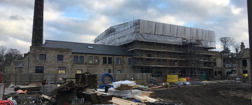 Post-job exterior view of mill conversion construction site in Leeds
