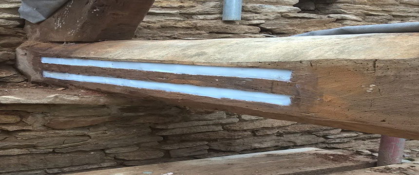 Repair to timber ceiling beam